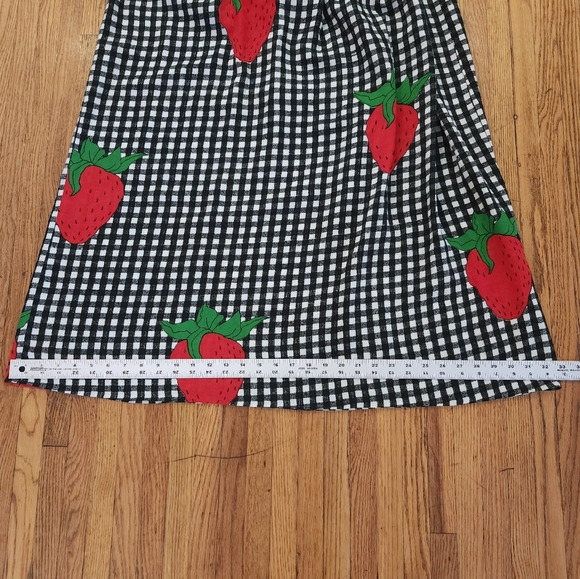 Young Edwardian by Arpejo Vintage Long Strawberry Dress Size 11 Checkered Countr - Picture 4 of 11